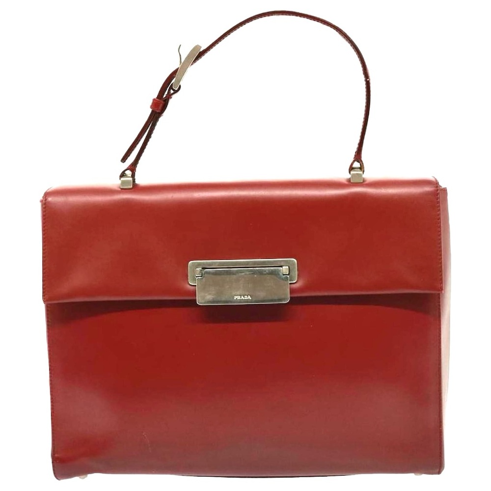 Prada Red Leather Satchel Bag | Vintage | Structured Top Handle Classic